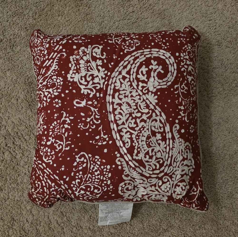 Red Paisley Decorative Embroidered Throw Pillow - Threshold 18in Square
